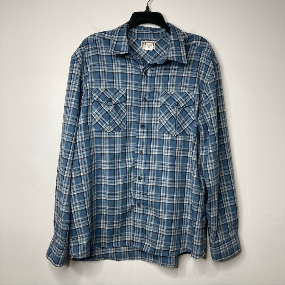 L.L. Bean plaid button Down Shirt size large